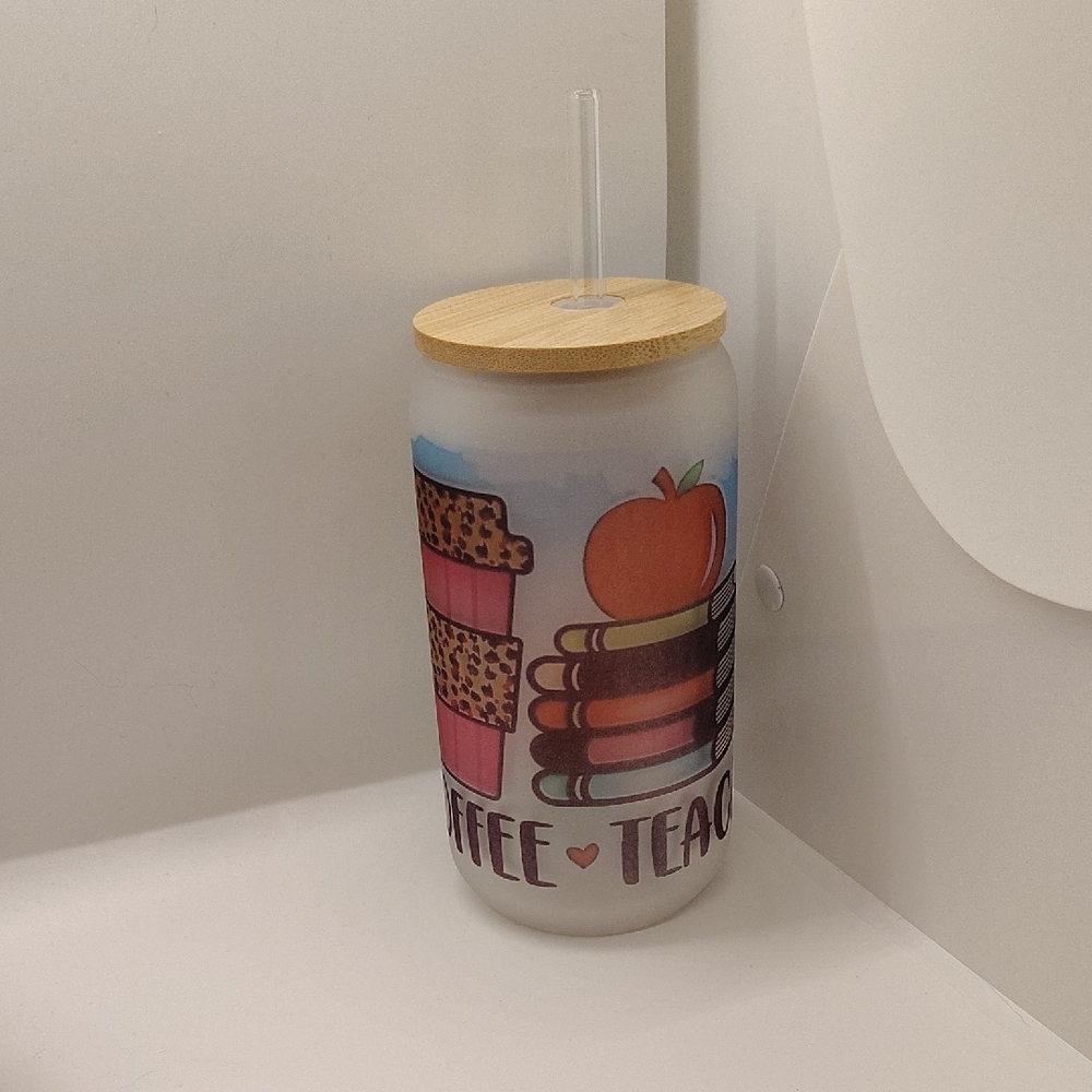 Colorful Glass 10oz Tumbler with Glass Straw
